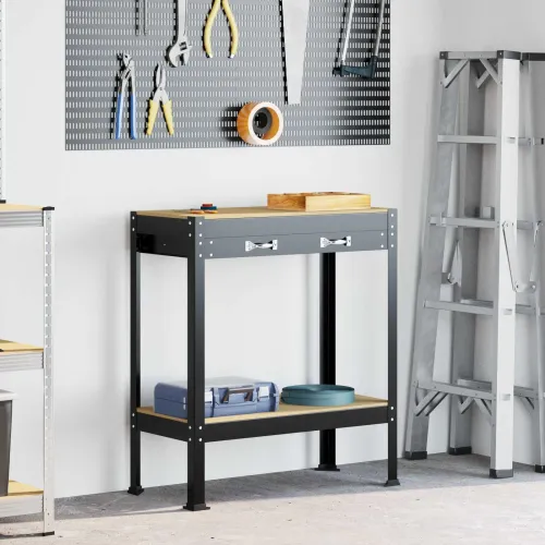 Radna klupa Crna 80 x 40 x 91 cm Projektirano drvo i metal - 80 cm with drawer Cijena