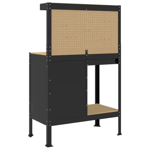Radna klupa Crna 90 x 49 x 141 cm Projektirano drvo i metal - 90 cm s ladicom i kaoorm Cijena