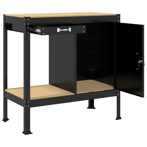 Radna klupa Crna 90 x 49 x 91 cm Projektirano drvo i metal - 90 cm with drawer Cijena