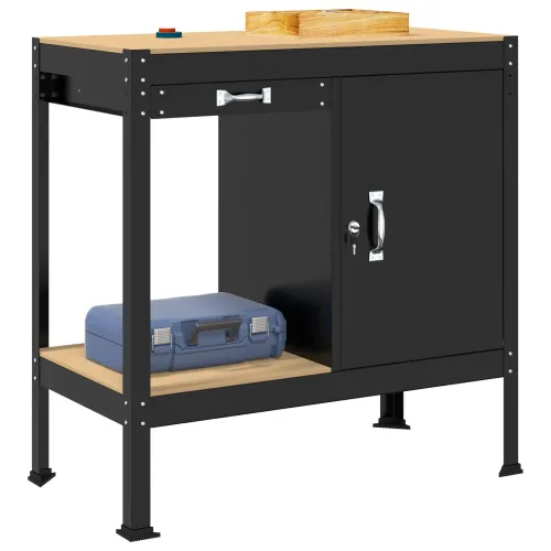 Radna klupa Crna 90 x 49 x 91 cm Projektirano drvo i metal - 90 cm with drawer Cijena