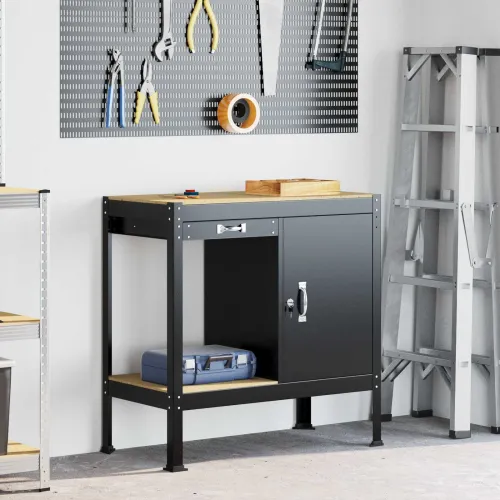 Radna klupa Crna 90 x 49 x 91 cm Projektirano drvo i metal - 90 cm with drawer Cijena