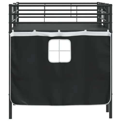 Krevet na kat za djecu s zavjesama Jednobojno Crna 80 x 200 cm - Crna 80 x 200 cm Cijena