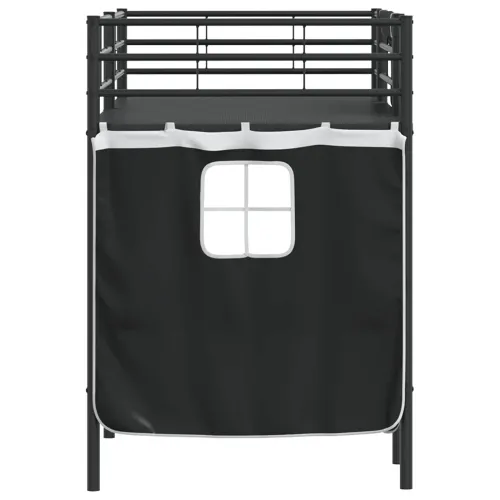 Krevet na kat za djecu s zavjesama Jednobojno Crna 100 x 190 cm - Crna 100 x 190 cm Cijena