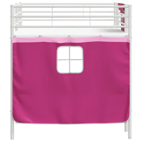Krevet na kat za djecu s zavjesama Bijela i roza 107 x 203 cm - Bijela i ružičasta 107 x 203 cm Cijena