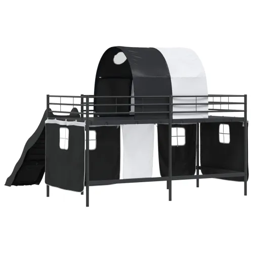 Krevet na kat za djecu s zavjesama Crna 80 x 200 cm Metal - Crna 80 x 200 cm Cijena