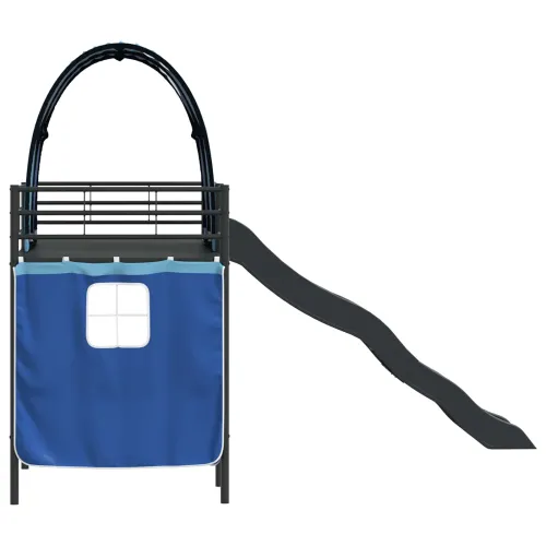 Krevet na kat za djecu s zavjesama Crna i Plava 90 x 190 cm - Crna i plava 90 x 190 cm Cijena