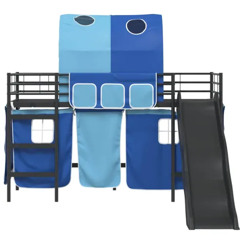 Krevet na kat za djecu s zavjesama Crna i Plava 90 x 190 cm - Crna i plava 90 x 190 cm Cijena