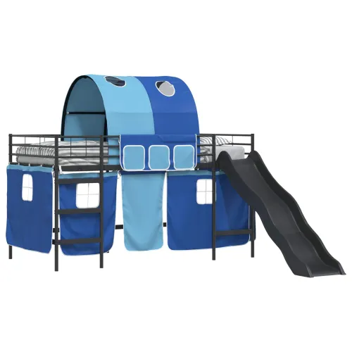 Krevet na kat za djecu s zavjesama Crna i Plava 107 x 203 cm - Crna i plava 107 x 203 cm Cijena
