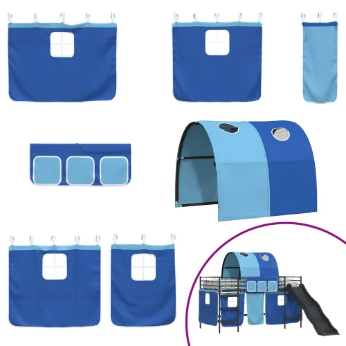 Krevet na kat za djecu s zavjesama Crna i Plava 107 x 203 cm - Crna i plava 107 x 203 cm Cijena