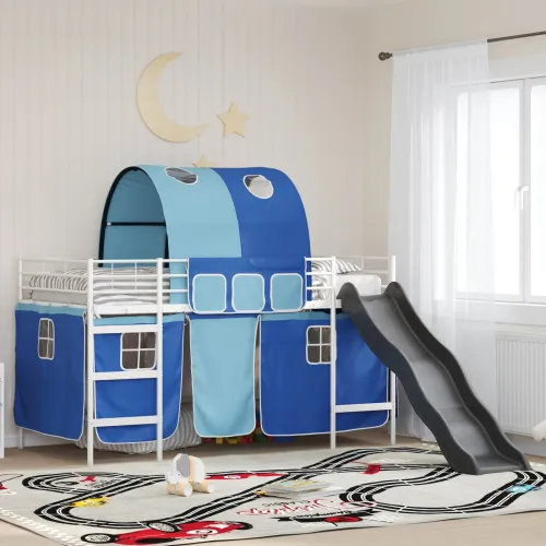 Krevet na kat za djecu s zavjesama Bijela i Plava 80 x 200 cm - Bijela i plava 80 x 200 cm Cijena