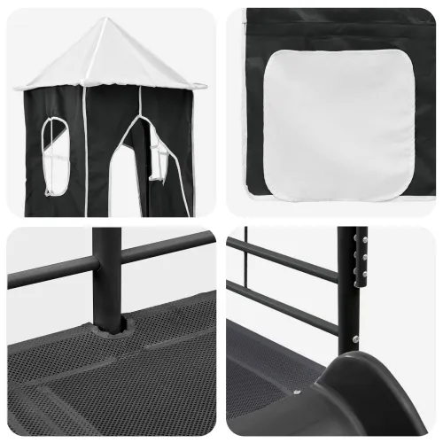 Krevet na kat za djecu Jednobojno Crna 107 x 203 cm Metal - Crna 107 x 203 cm Cijena