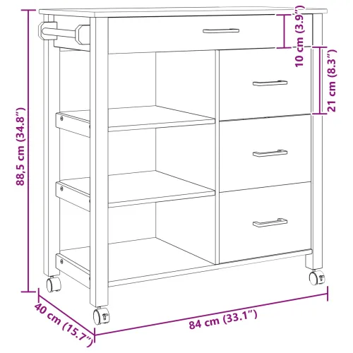 Kuhinjski kolica MONZA Crna 84 x 40 x 88,5 cm - Crna Cijena
