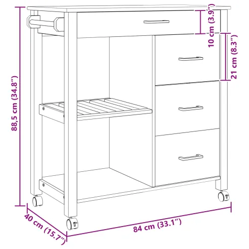 Kuhinjski kolica MONZA Crna 84 x 40 x 88,5 cm - Crna Cijena