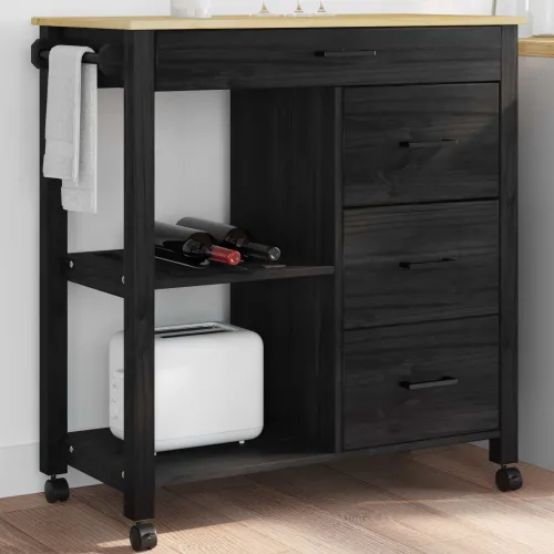Kuhinjski kolica MONZA Crna 84 x 40 x 88,5 cm - Crna Cijena