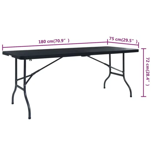 Sklopivi vrtni stol crni 180 x 75 x 72 cm HDPE imitacija ratana Cijena