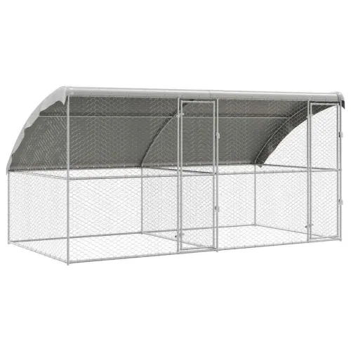 Kućica za pse 2 kom. Srebrno 4 x 2 x 2 m Pocinčani čelik - 400 cm S 2 vrata Cijena