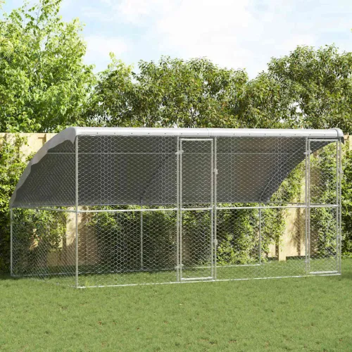 Kućica za pse 2 kom. Srebrno 4 x 2 x 2 m Pocinčani čelik - 400 cm S 2 vrata Cijena