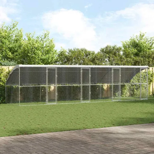 Kućica za pse 4 kom. Srebrno 8 x 2 x 2 m Pocinčani čelik - 800 x 230 cm s 4 vrata Cijena