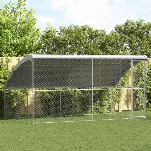 Kućica za pse 2 kom. Srebrno 4 x 2 x 2 m Pocinčani čelik - 400 cm S 1 vratima Cijena