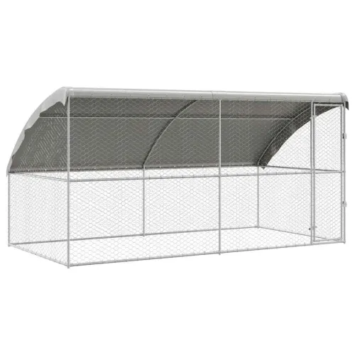 Kućica za pse 2 kom. Srebrno 4 x 2 x 2 m Pocinčani čelik - 400 cm S 1 vratima Cijena