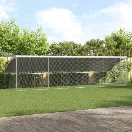 Kućica za pse 4 kom. Srebrno 8 x 2 x 2 m Pocinčani čelik - 800 x 230 cm S 1 vratima Cijena
