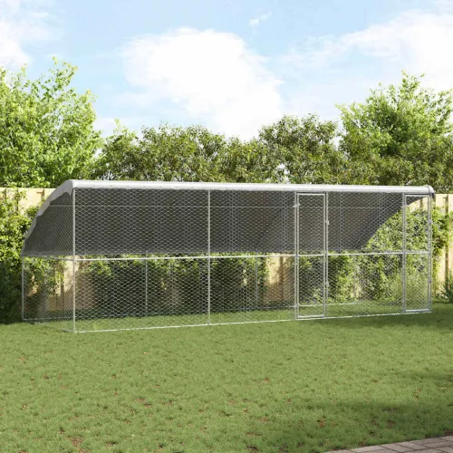 Kućica za pse 3 kom. Srebrno 6 x 2 x 2 m Pocinčani čelik - 600 cm S 2 vrata Cijena