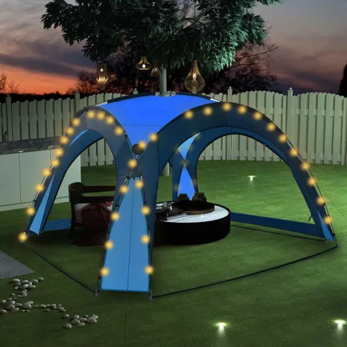 Šator za svadbe - šator za zabave LED s 4 bočna zida 3,6 x 3,6 x 2,3 m plavi - Plava Cijena