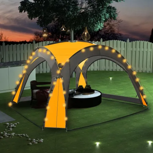 Šator za svadbe - šator za zabave LED s 4 bočna zida 3,6 x 3,6 x 2,3 m žuti - Žuta Cijena