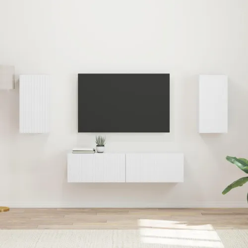 Set TV komoda 4 kom. Bijelo Konstruirano drvo - Bijelo Cijena