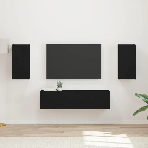 Set TV komoda 4 kom. Crna Konstruirano drvo - Crna Cijena