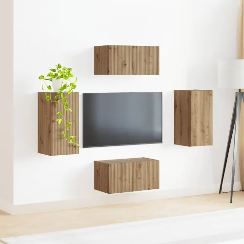 Set TV komoda 4 kom. Umjetnički hrast Konstruirano drvo - hrast artisan Cijena