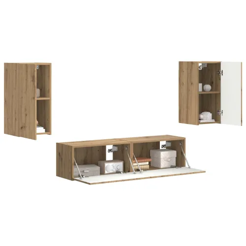 Set TV komoda 4 kom. Umjetnički hrast Konstruirano drvo - hrast artisan Cijena