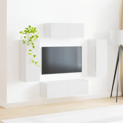 Set TV komoda 4 kom. Visoki sjaj bijela Konstruirano drvo - Visoko sjajno bijela Cijena
