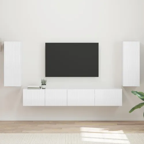 Set TV komoda 4 kom. Visoki sjaj bijela Konstruirano drvo - Visoko sjajno bijela Cijena