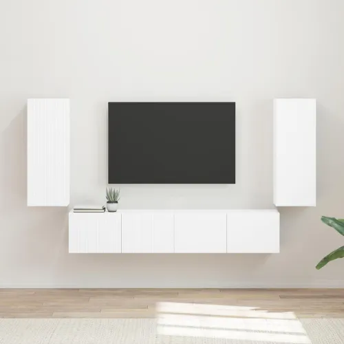 Set zidnog ormarića za TV 4 kom. Bijelo Konstruirano drvo - Bijelo Cijena