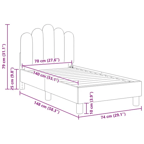 Okvir kreveta za malu djecu s naslonom Tamnosiva 70 x 140 cm - Tamnosiva 70 x 140 cm Cijena