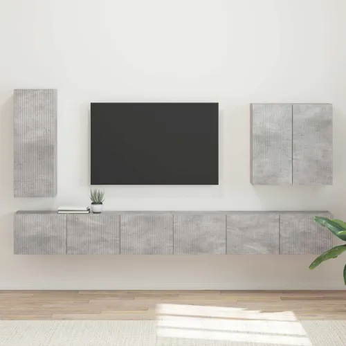 Set zidnog ormarića za TV 6 kom. Betonski sivi - Beton siva Cijena
