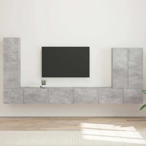 Set zidnog ormarića za TV 6 kom. Betonski sivi - Beton siva Cijena