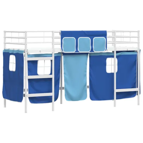 Krevet na kat za djecu s zavjesama Bijela i Plava 75 x 190 cm - Bijela i plava 75 x 190 cm Cijena