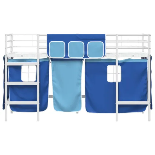 Krevet na kat za djecu s zavjesama Bijela i Plava 75 x 190 cm - Bijela i plava 75 x 190 cm Cijena
