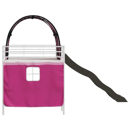 Krevet na kat za djecu s zavjesama Bijela i roza 107 x 203 cm - Bijela i ružičasta 107 x 203 cm Cijena