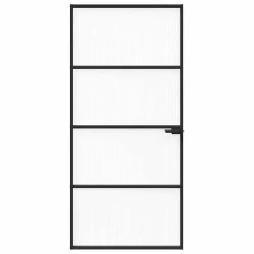 Vrata za dom 93 x 201,5 x 3,5 cm Aluminij i kaljeno staklo - Crna i rebrasta 93 x 201,5 cm 3 vodoravne šipke Cijena