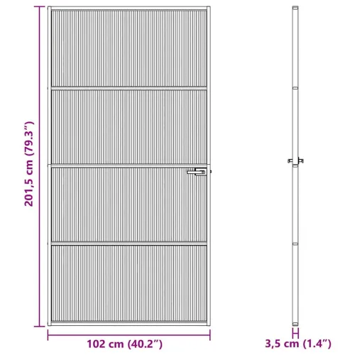 Vrata za dom 102 x 201,5 x 3,5 cm Aluminij i kaljeno staklo - Crna i rebrasta 102,5 x 201,5 cm 3 vodoravne šipke Cijena