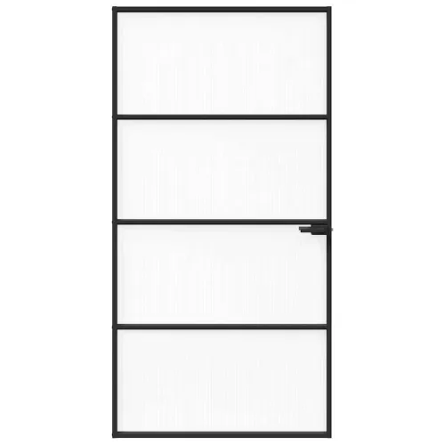 Vrata za dom 102 x 201,5 x 3,5 cm Aluminij i kaljeno staklo - Crna i rebrasta 102,5 x 201,5 cm 3 vodoravne šipke Cijena