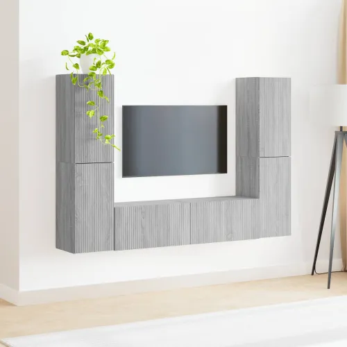 Set TV komoda 6 kom. Siva Sonoma Konstruirano drvo - Siva Sonoma Cijena