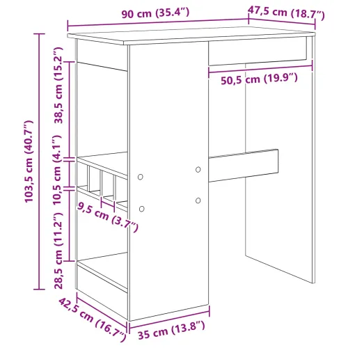 Stol za bar 90 x 47.5 x 103.5 cm Konstruirano drvo Crni hrast - Crni hrast Cijena