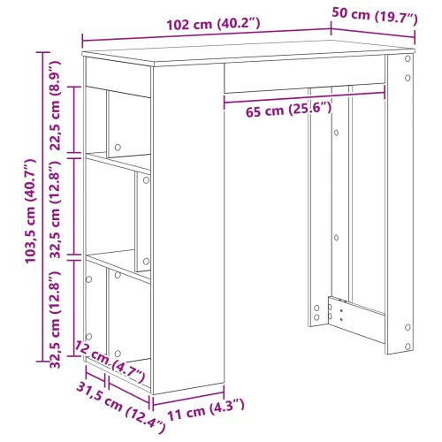 Stol za bar 102 x 50 x 103,5 cm Konstruirano drvo Crni hrast - Crni hrast Cijena