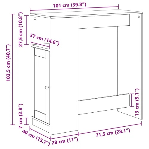 Stol za bar 101 x 40 x 103,5 cm Konstruirano drvo Crni hrast - Crni hrast Cijena
