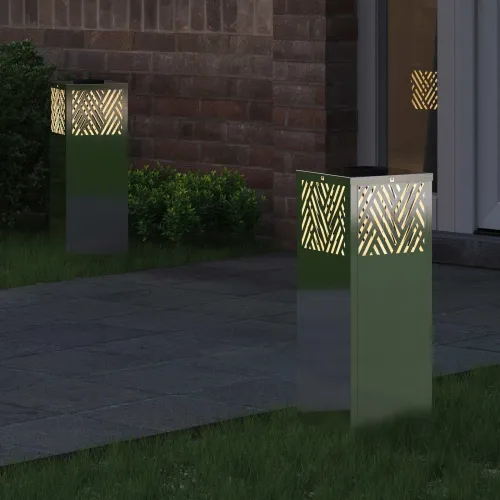 Solarna LED svjetlost za stazu 2 kom. Topla bijela - 18 x 18 x 50 cm Nehrđajući čelik Cijena