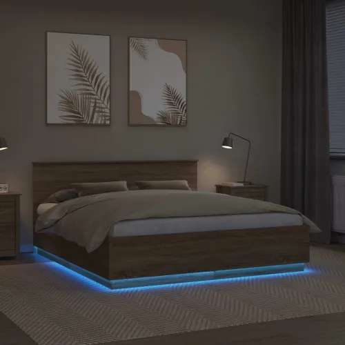 Okvir za krevet s LED trakama Sonoma hrast 200 x 200 cm - sonoma hrast 200 x 200 cm Cijena